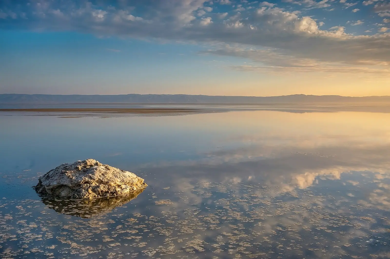 Salt crust of Chott el Jerid at sunrise