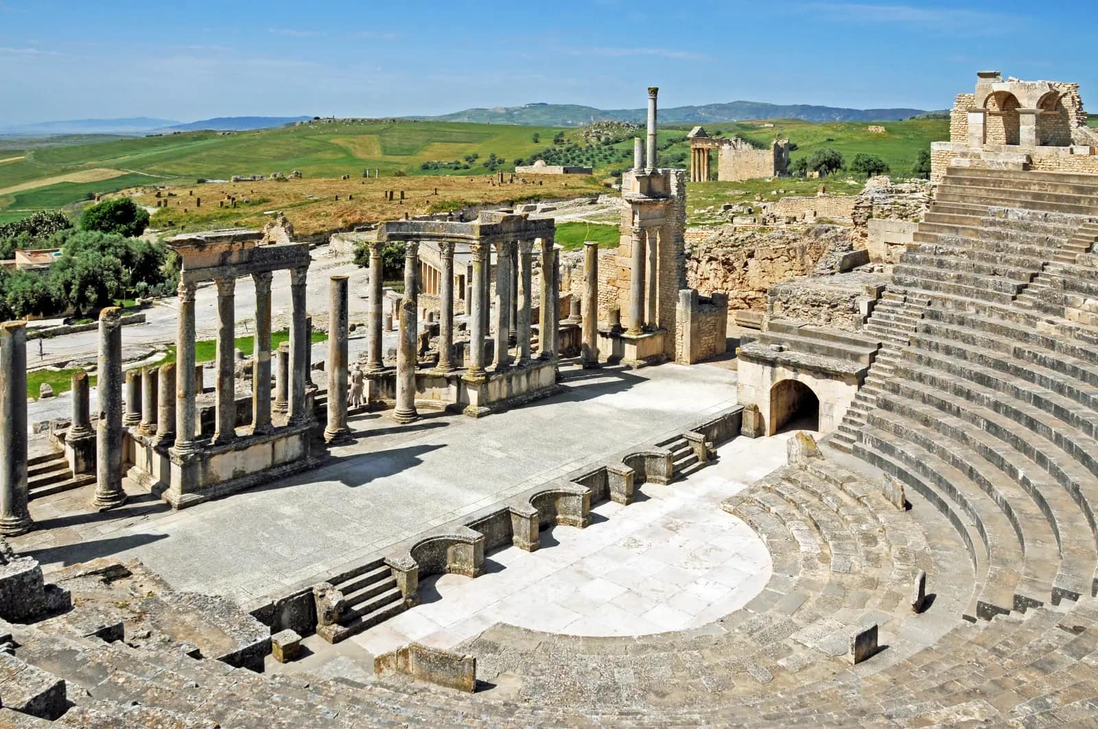 The Capitol of Dougga above the Roman forum, the first stop of the Bulla Regia tour