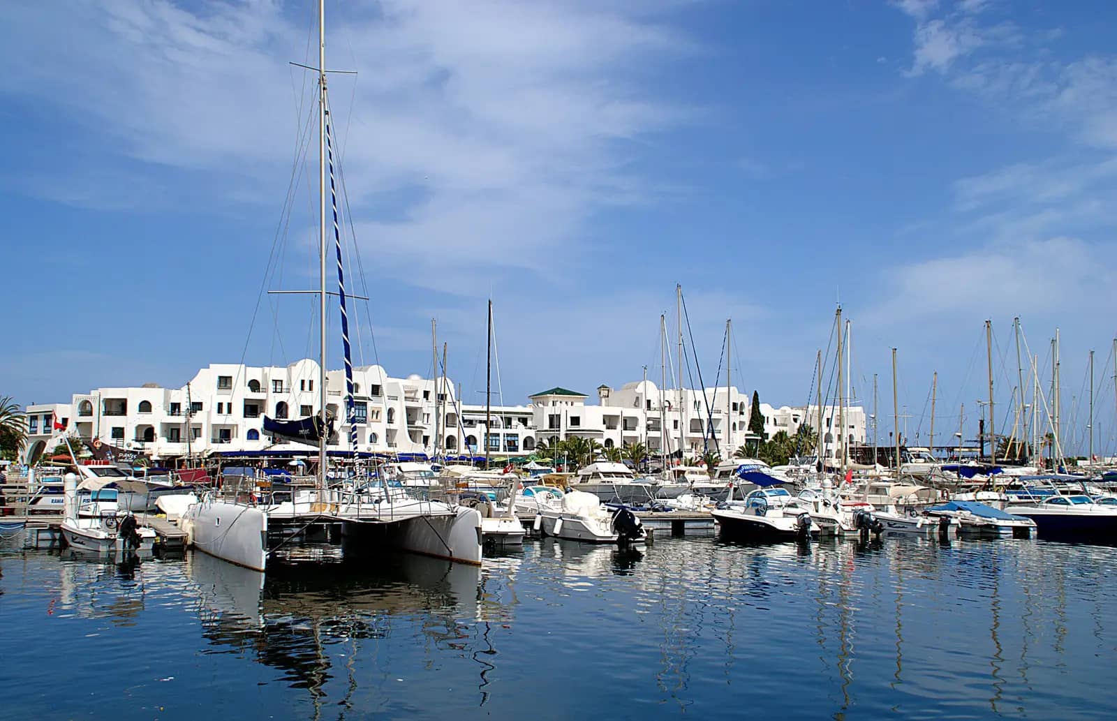 Yachts moored in the marina of Port El Kantaoui