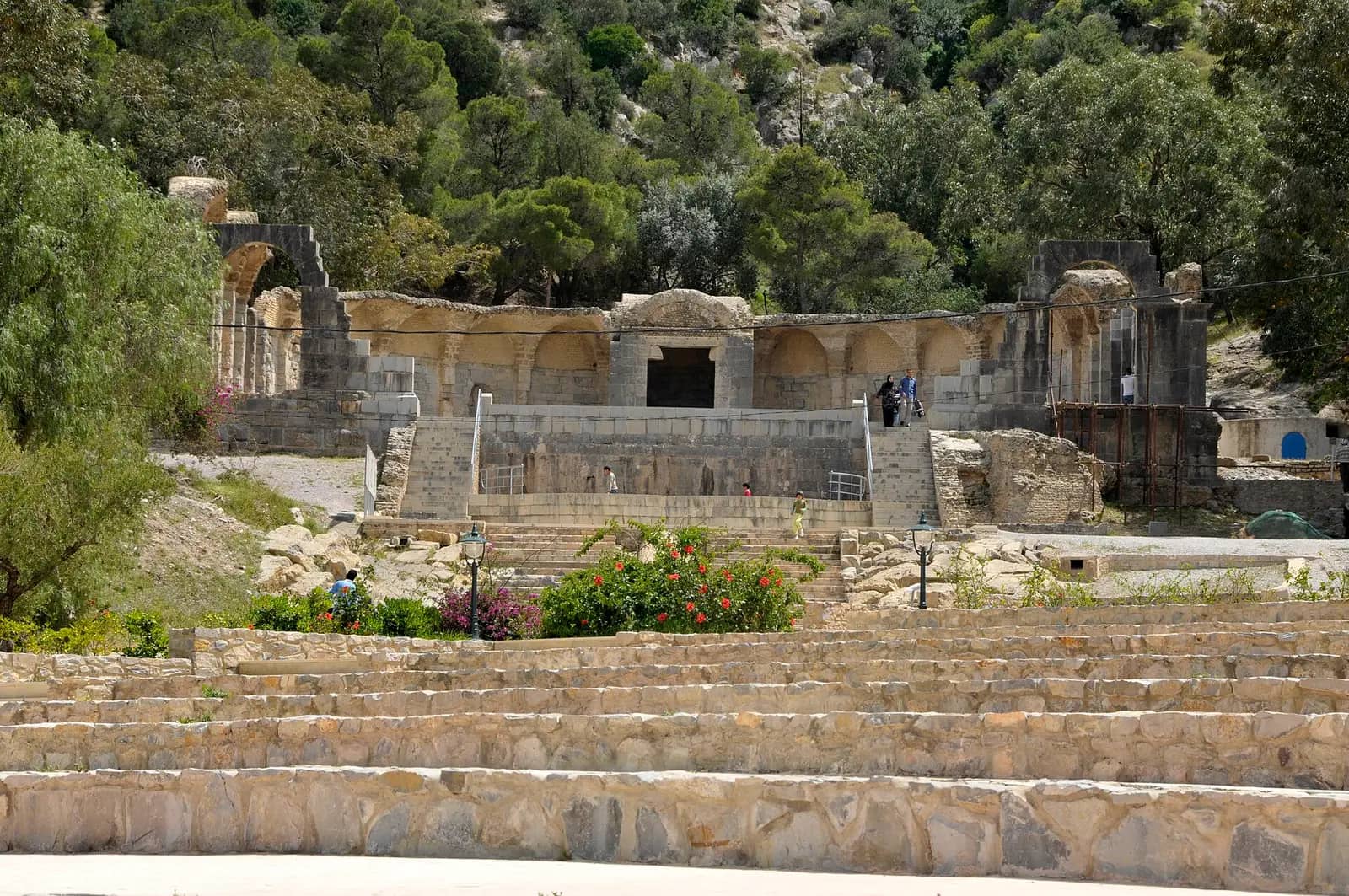 Steps and arcades of the Roman Temple of Waters in Zaghouan